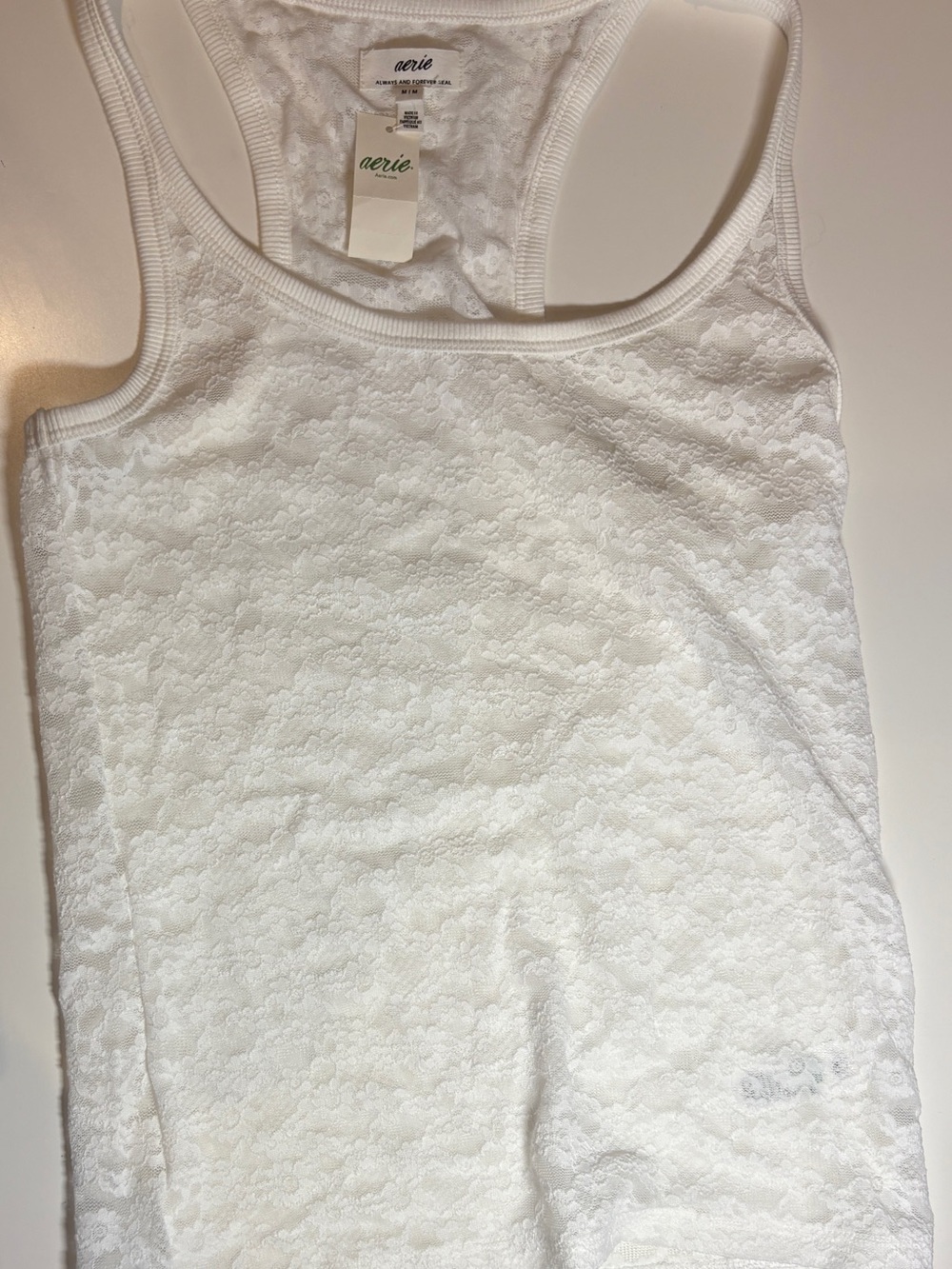 aerie White Lace Racerback Tank